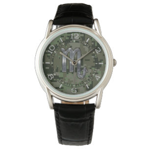 Relógio Scorpio Zodiac Símbolo Woodland Digital Camo Dial