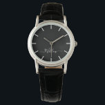 Relógio Script Personalizado Signature Black Leather watch<br><div class="desc">Um moderno e personalizado relógio de couro preto,  Signature,  para ela. Design moderna mínima,  simples e na moda.</div>