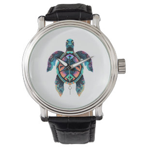 Relógio Sea Turtle Mandala Sea Ocean Trabalho de arte boho
