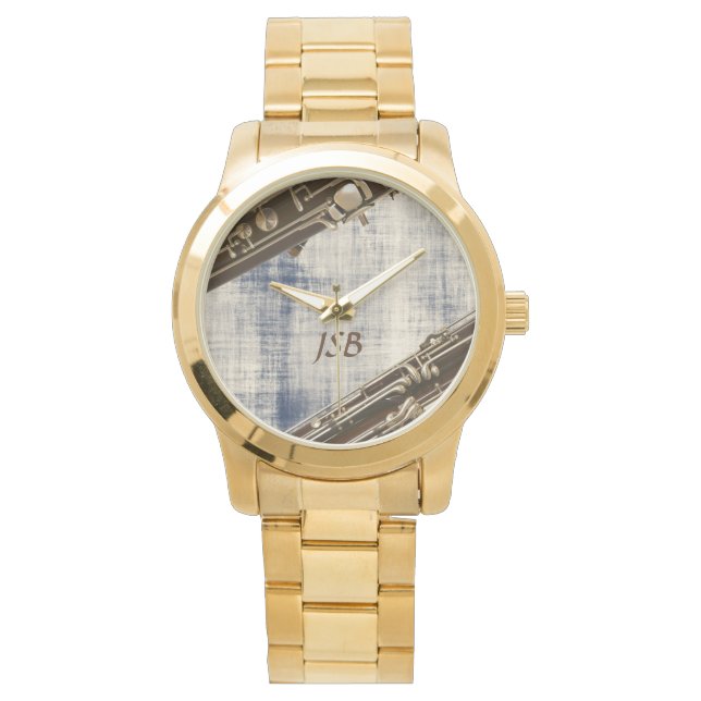 Relógio Seções de Basson no Monograma Personalizado de Den (Frente)