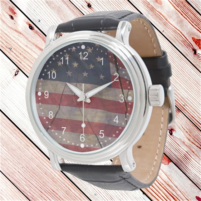 Relógio Segmento de Bandeira Azul Azul Vermelho Russo Patr (patriotic watch face with white numbers)