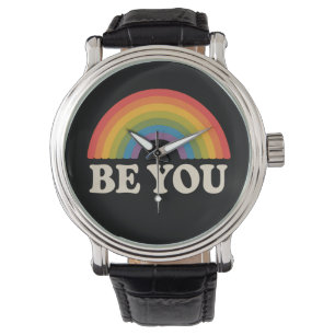 Relógio Seja você Gay Orgulho LGBTQ LGBTQ Ally Rainbow Ret