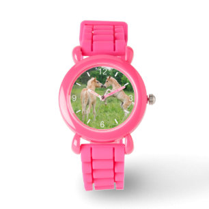 Relógio Seletor-placa engraçada da foto dos potros bonito