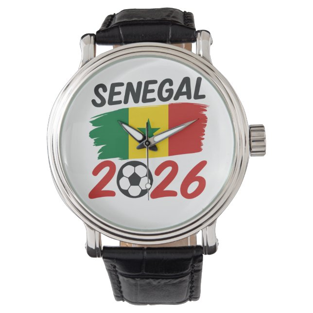 Relógio Senegal 2026 Soccer Fan Design with Star Football (Frente)