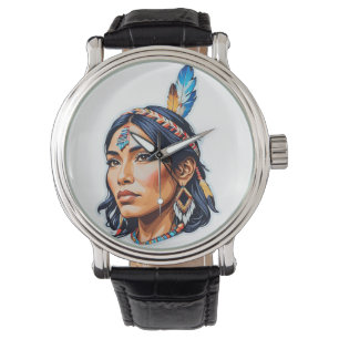 Relógio Senhora Indiana Nativa Americana
