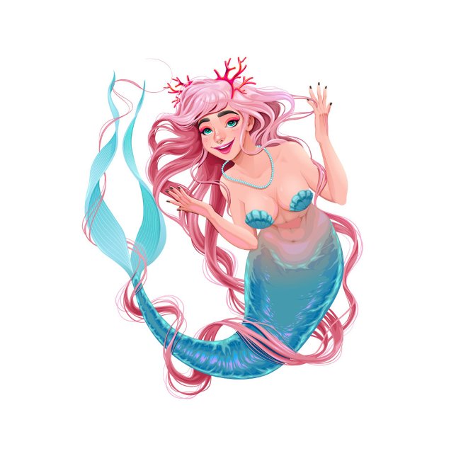 Relógio Sereia (Illustration of a smiling white mermaid.)