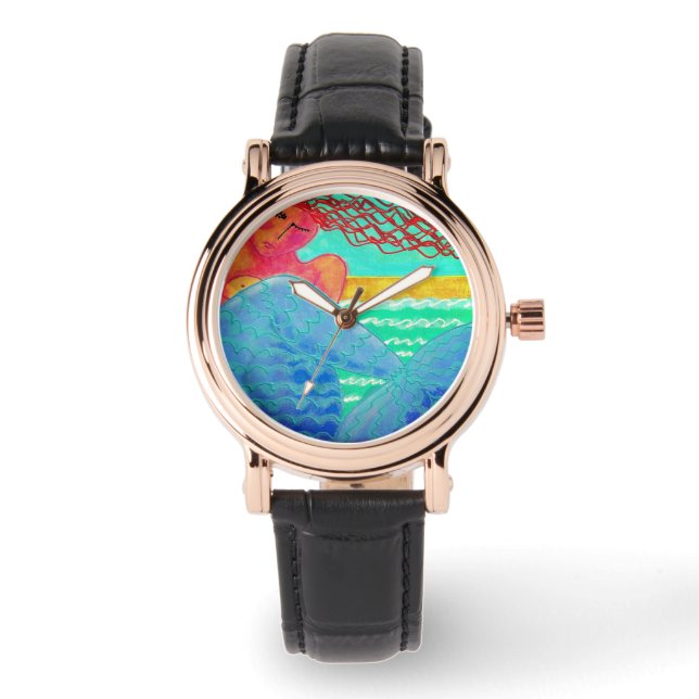 Relógio Sereia e Sereia, Abstrato de Arte para Vestir (Frente)