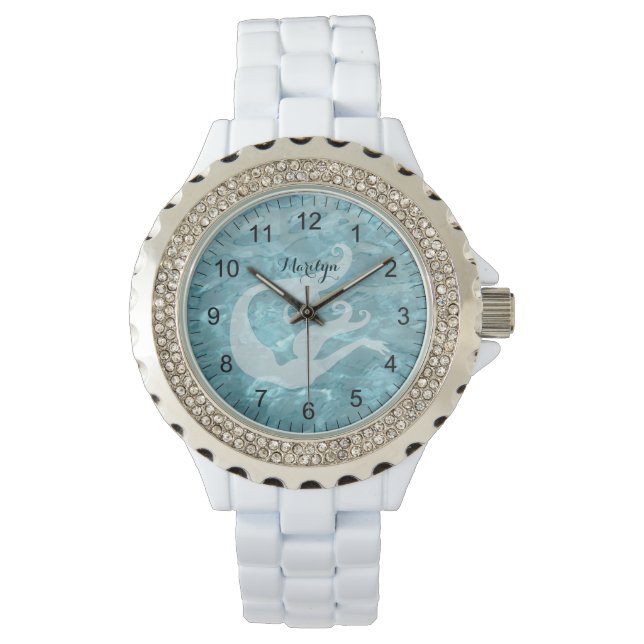 Relógio Sereia em Aqua Piscina Água - Fotografia Abstrato (Frente)