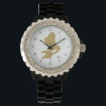 Relógio *~* Sereia Glitter Dourada Menina de Mulheres<br><div class="desc">* Esta famosa sereia dourada do Crystal Rhinestone Black Enamel Watch, feminina, feminina e feminina, com uma cara de relógio branca e cristalinista, é um bom relógio para o amante da sereia em você. A pulseira é preta que realmente aciona as pedras de cristal. Adicione paz e boa energia ao...</div>