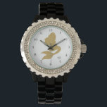 Relógio *~* Sereia Glitter Dourada Menina de Mulheres<br><div class="desc">* Esta famosa sereia dourada do Crystal Rhinestone Black Enamel Watch, feminina, feminina e feminina, com uma cara de relógio branca e cristalinista, é um bom relógio para o amante da sereia em você. A pulseira é preta que realmente aciona as pedras de cristal. Adicione paz e boa energia ao...</div>