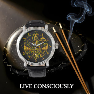 Relógio Serene Buda Figura Refletindo em Águas Tranquilas