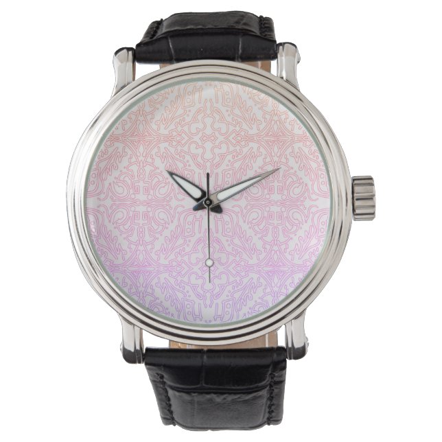 Relógio Série de padrões de Mandala Soft Pink Dream (Frente)