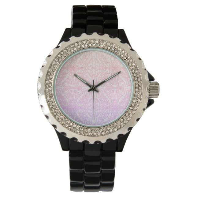 Relógio Série de padrões de Mandala Soft Pink Dream (Frente)