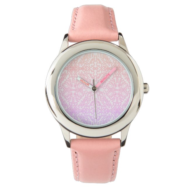 Relógio Série de padrões de Mandala Soft Pink Dream (Frente)