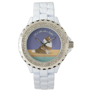 Relógio Shetland Sheepdog: Desativar Sheltie em roxo e ver