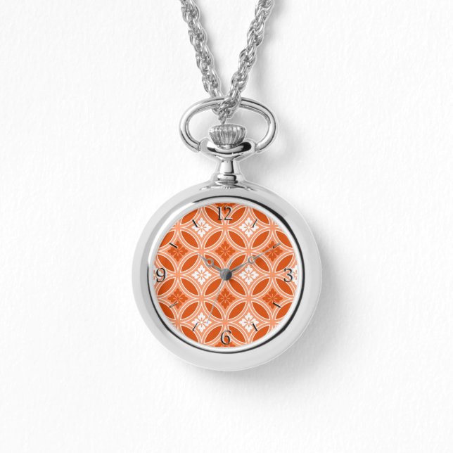 Relógio Shippo com Flower Motif, tangerina laranja (Frente)