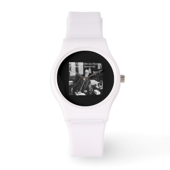 Relógio Sigmund Freud & Cat Quote Womens Silicone Watch (Frente)