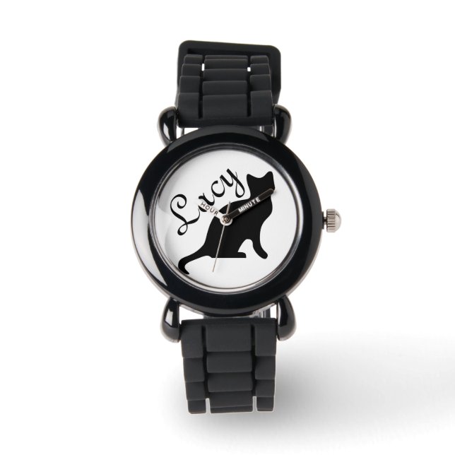 Relógio Silhouette Gato Preto (Frente)