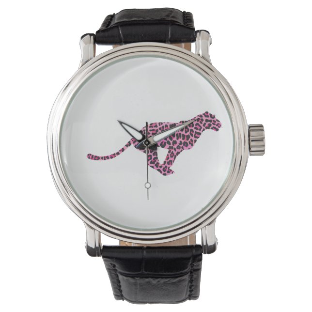 Relógio Silhouette Pink e Black Leopard (Frente)