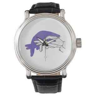 Relógio Silhueta Da Mão Tamanduá Roxo