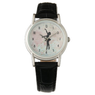 Relógio Silhueta de Bailarina em Padrão Vintage Elegante