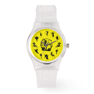 Relógio Silhuettes de Fada Negra Cuta Única