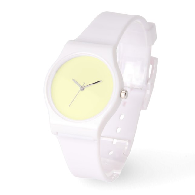 Relógio Silicone branco de discagem amarelo pálido (Ângulo)