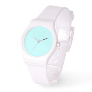 Relógio Silicone branco de discagem aqua pálida