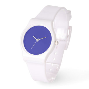 Relógio Silicone branco de discagem azul cobalto