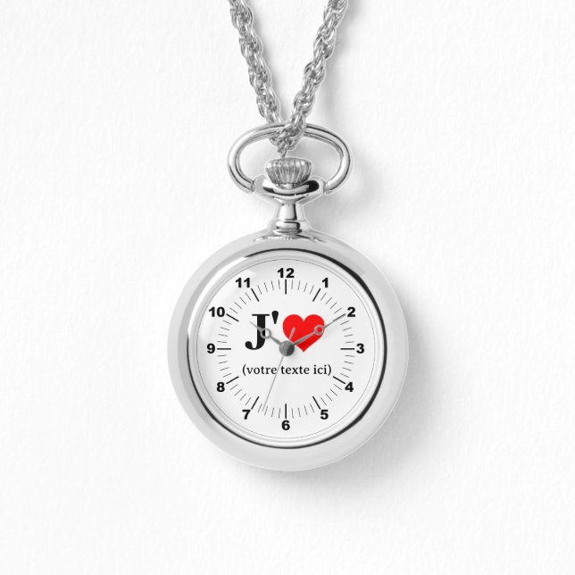 Relógio Silver Necklace Watch - Custom I Heart (Frente)