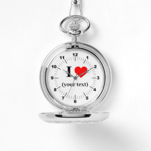 Relógio Silver Pocket Watch - Custom I Heart