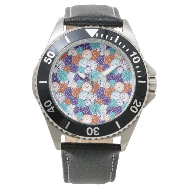 Relógio Silver watch with a colorful geometric mosaic dial (Frente)