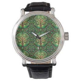 Relógio Silver watch with intricate tree design 