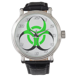 Relógio Símbolo de Biohazard Biológico verde e preto