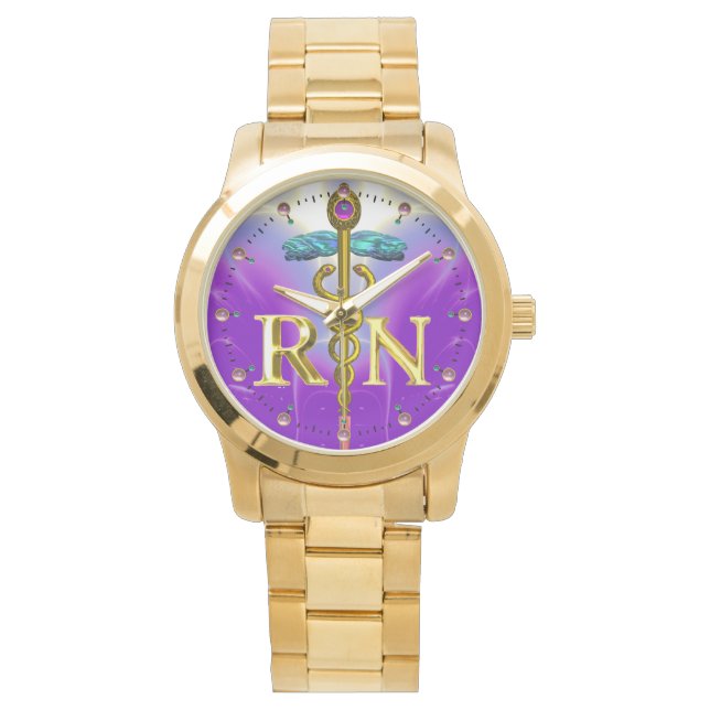Relógio SÍMBOLO DE ENFERMEIRO REGISTRADO DO CADUEUS Dourad (Frente)