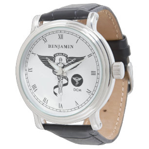 Relógio Símbolo de medicina quiroprática Nome personaliz