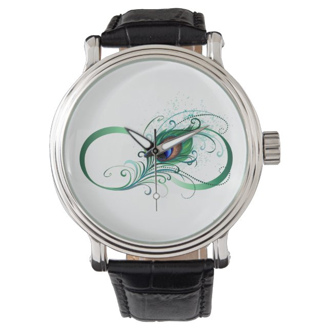 Relógio Símbolo Infinito com Pavão (Frente)