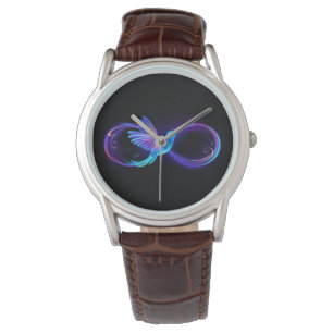 Relógio Símbolo Neon Infinity com Hummingbird brilhante