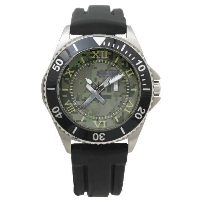 Relógio Símbolo Zodiac Símbolo Verde Digital Camo Dial (Frente)