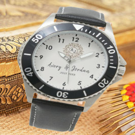 Relógio Simple Vintage Monogram Couple Names