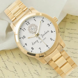 Relógio Simple Vintage Monogram Couple Names