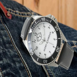 Relógio Simple Vintage Style Floral Monogram couple names