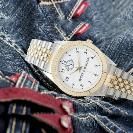 Relógio Simple Vintage Style Floral Monogram couple names