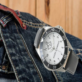 Relógio Simple Vintage Style Floral Monogram couple names