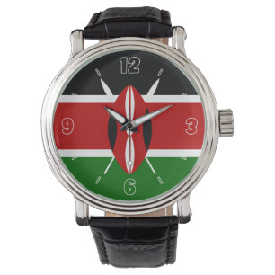 Relógio Sinalizador do Quênia Números de Black Red Green