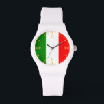 Relógio Sinalizador italiano de discagem Dourada<br><div class="desc">Assuma a elegância única deste Dourado e impressionante Dial Italiana Flag Watch, projetado com paixão por Mylini Design. Este espantoso relógio apresenta com destaque as cores icônicas da bandeira italiana, combinando-a com uma sofisticada marcação dourada para um toque de luxo. Durável e avançado na moda, não é apenas um acessório...</div>