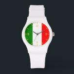 Relógio Sinalizador italiano de discagem Dourada<br><div class="desc">Assuma a elegância única deste Dourado e impressionante Dial Italiana Flag Watch, projetado com paixão por Mylini Design. Este espantoso relógio apresenta com destaque as cores icônicas da bandeira italiana, combinando-a com uma sofisticada marcação dourada para um toque de luxo. Durável e avançado na moda, não é apenas um acessório...</div>