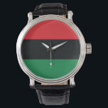 Relógio Sinalizador vermelho, preto e verde<br><div class="desc">As três cores pan-africanas na bandeira representam: RED: o sangue que une todas as pessoas da ancestralidade negra africana, e derramou pela libertação; BLACK: pessoas negras cuja existência como nação, mas não como estado-nação, é afirmada pela existência da bandeira; e GREEN: a riqueza natural abundante da África. Vintage Old School...</div>