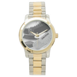 Relógio Skates Negros de Hockey Personalizados