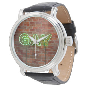 Relógio SlipperyJoe sinal gay neon iluminado brilhante vív